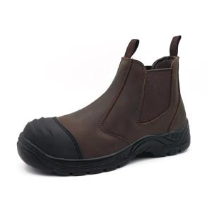 China Brown Genuine Leather Chelsea Boots Waterproof Work Safety Boots Without Lace wholesale