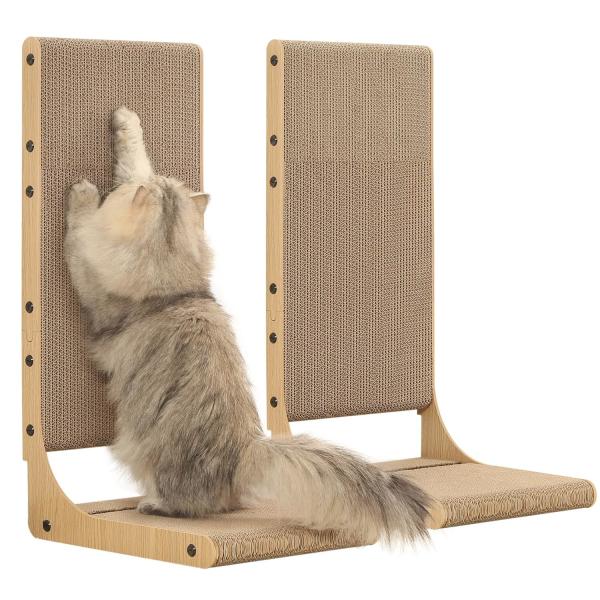 2-Pack Cat Scratching Board, 25.6'' Tall Cardboard L Shape Vertical Cat