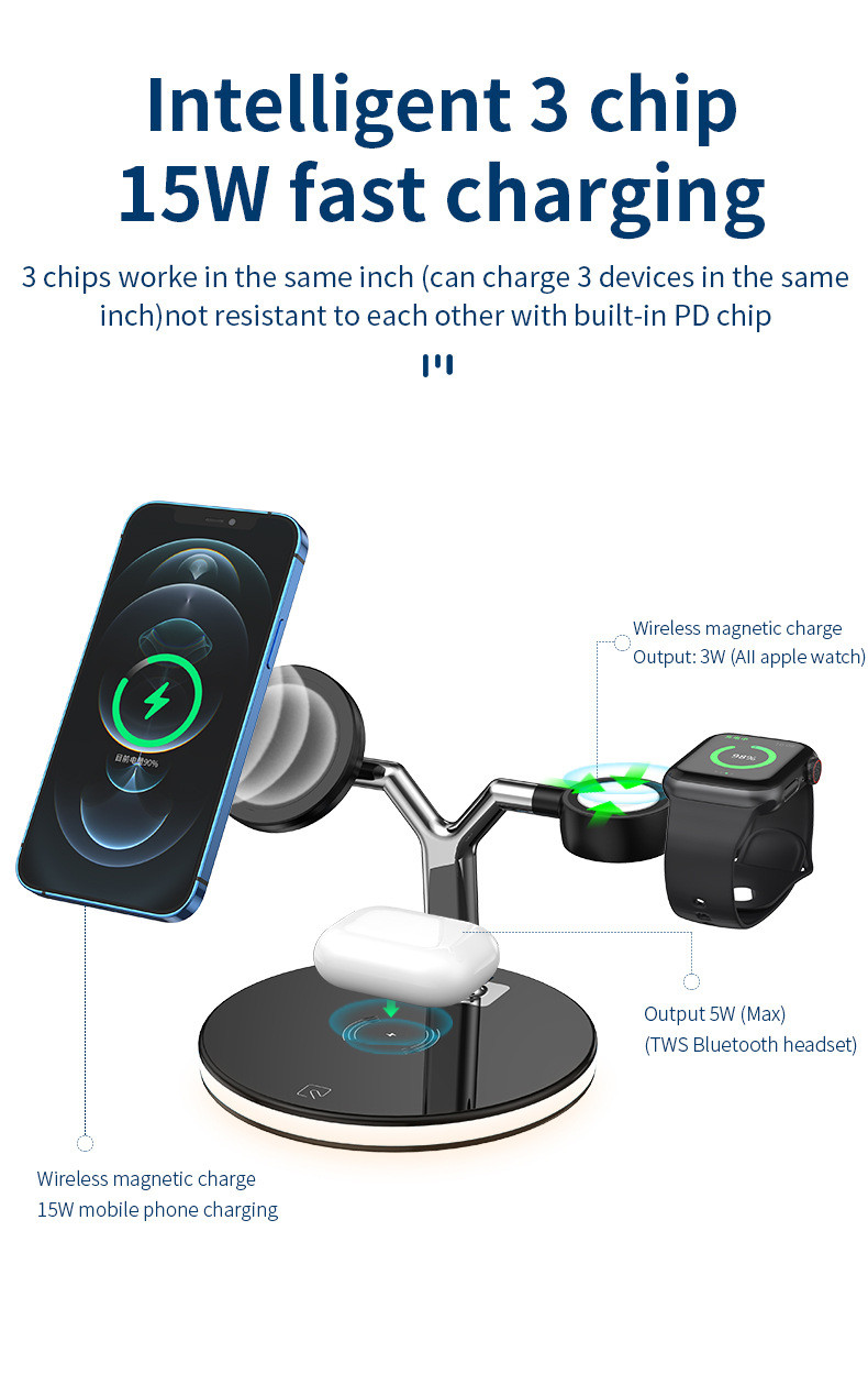 3 In 1 Fast Magnetic Wireless Charger Multifunctional 25W