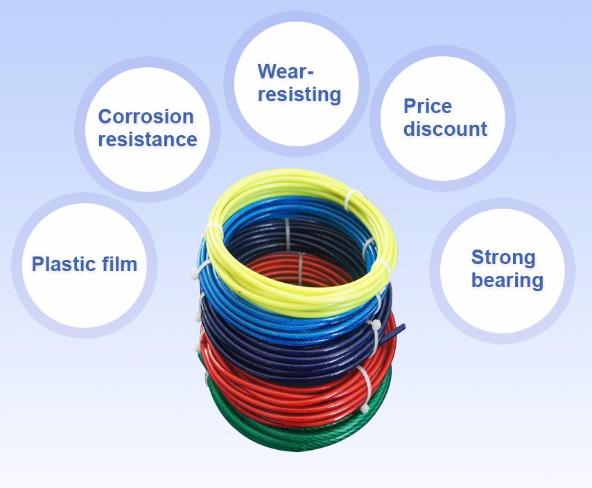 PVC Plastic Coated Spool Galvanized Wire Rope 7x19 45# 60# 70#