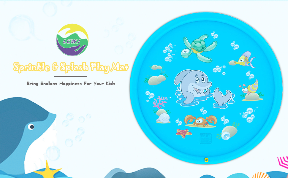 LC Air Sprinkler Pad Splash Play Mat 59" Outdoor Water Toddler Toys Summer Fun Game Perfect Inflatable Outdoor Toys Sprinkle