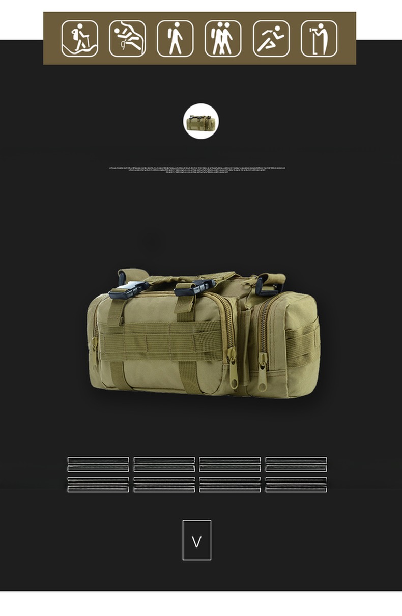 Outdoor Camping Backpack Belt Bags 0.45 Kgs Zipper Hasp Closure Portable Molle Bag for Hiking