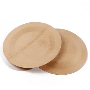 China Organic Disposable Round Bamboo Fiber Plates Tableware 23cm wholesale