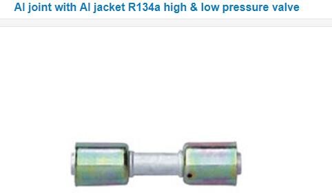 Auto A/C Hose Clamp Straight Connector With R134a Refrigerant Valve/Through Pipe Aluminium Fittings with R134a Valve