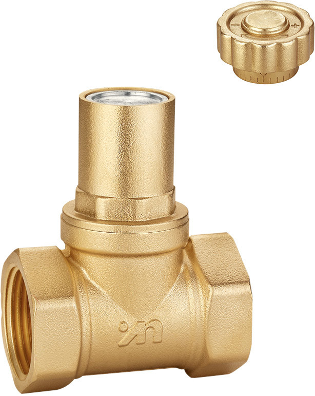 1108 Magnetic Lockable Brass Valve Multi-turn Metal to Metal Stop Type F x F Threaded with Three Lock Caps for Option