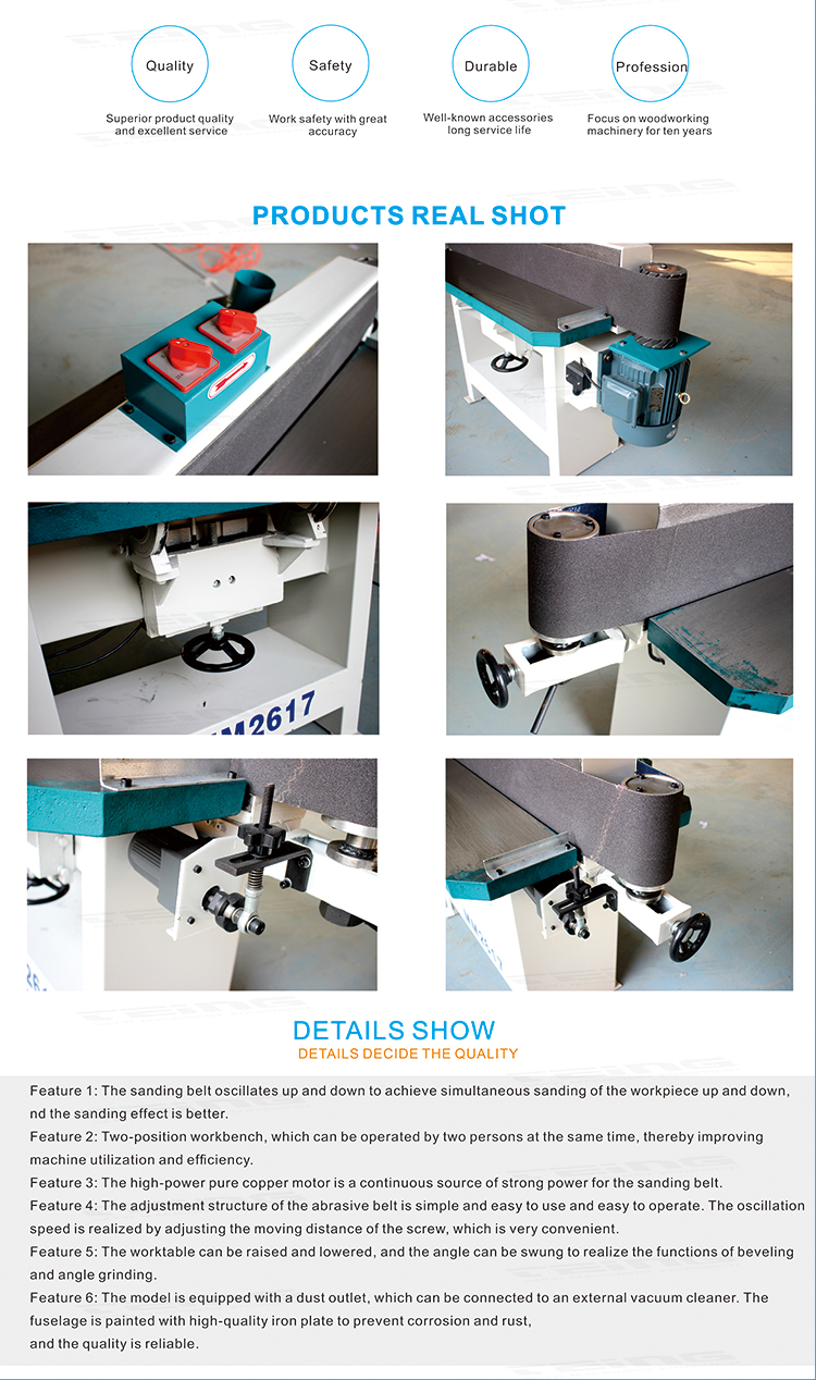 MM2617 Industrial Vertical Oscillating Edge Wood Belt Sanding Machine for Solid Wood