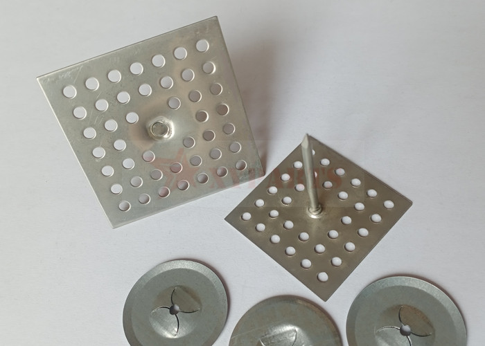 2"X 2" Insulation Fastener Pins Perforated Base Galvanized Steel Or Stainless Steel