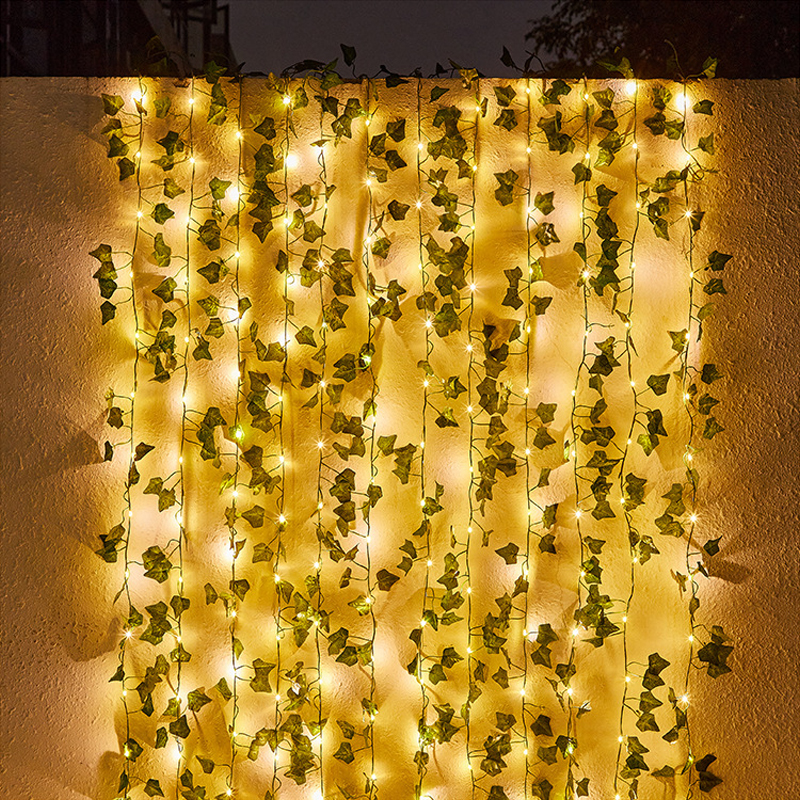 20 50 100 LED Solar Leaf Garland Light Outdoor Waterproof Fairy String Lights Wedding Party Christmas Garden Living Room Decor