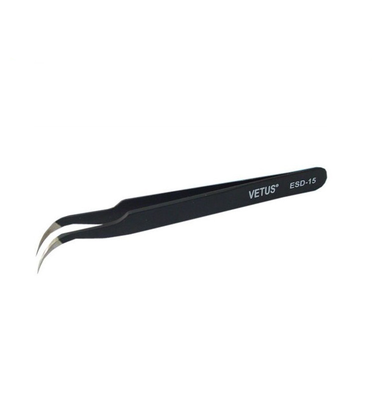 ESD Precision Tweezers Stainless Steel Assembly Tools Black Color HRC40 Rigidity