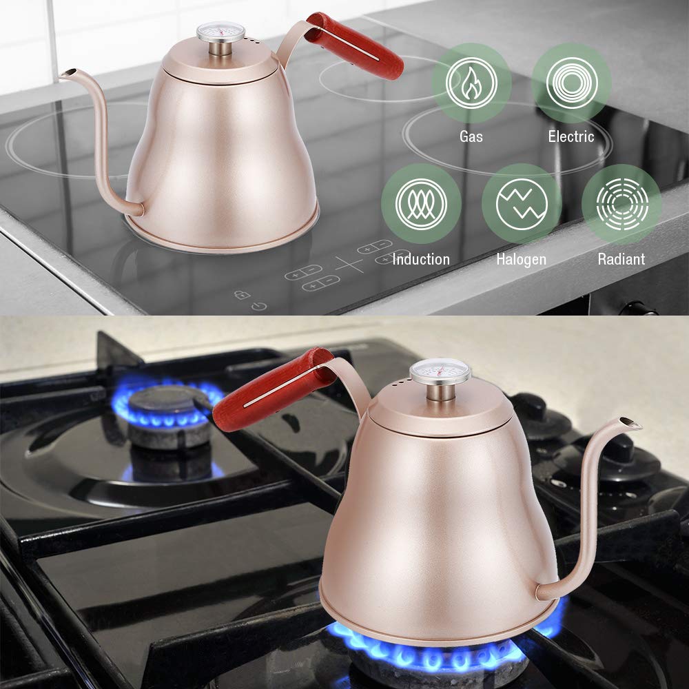 Stainless Steel Coffee Kettle With Thermometer 1.2L 40oz Eco - Friendly