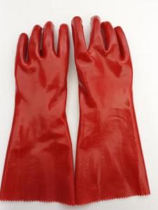 China 30cm 40cm Double Dipped PVC Gloves Long Sleeve Red PVC Coated Gloves For Electrical wholesale