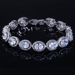 Luxury Bridal Bracelet Bangle Wedding Gift Big Cubic Zircon Vintage Baguette