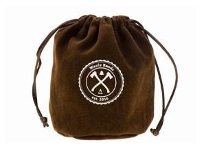 China Brown Color Double Drawstring Velvet Gift Pouch Round Bottom Silk Screen Printing Logo wholesale