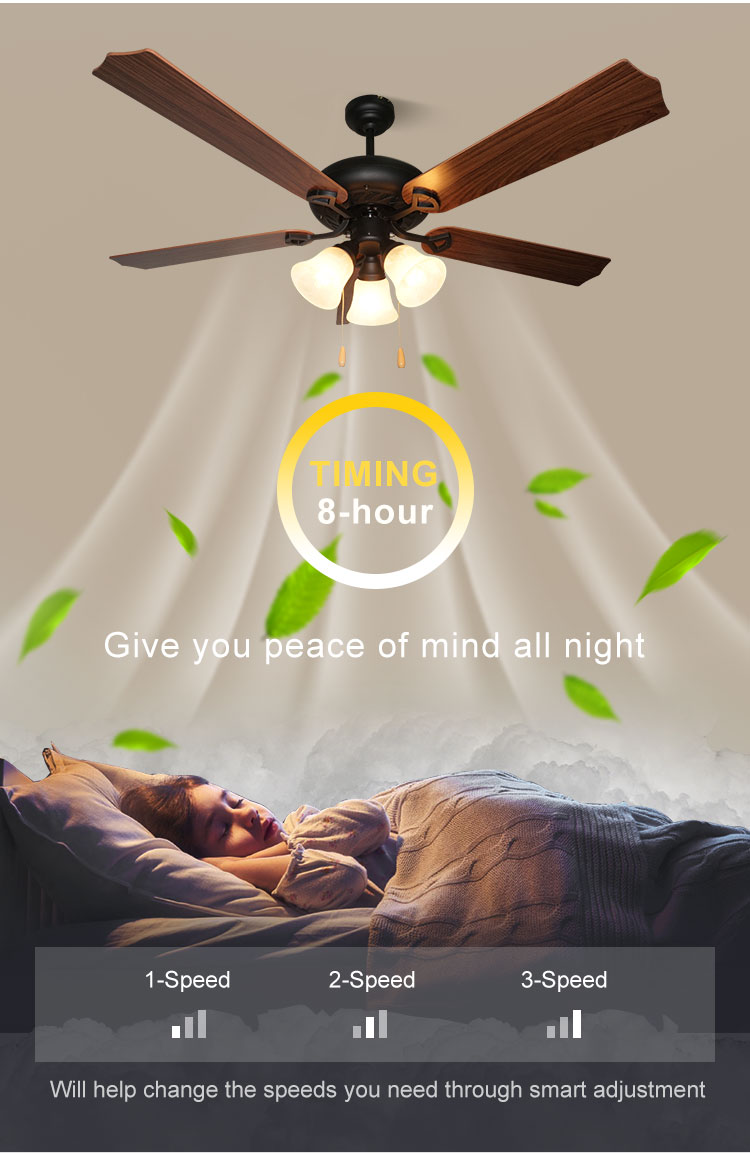 52 inch Traditional LED Ceiling Fan with 5 MDF Blades and Lighting Solutions Service