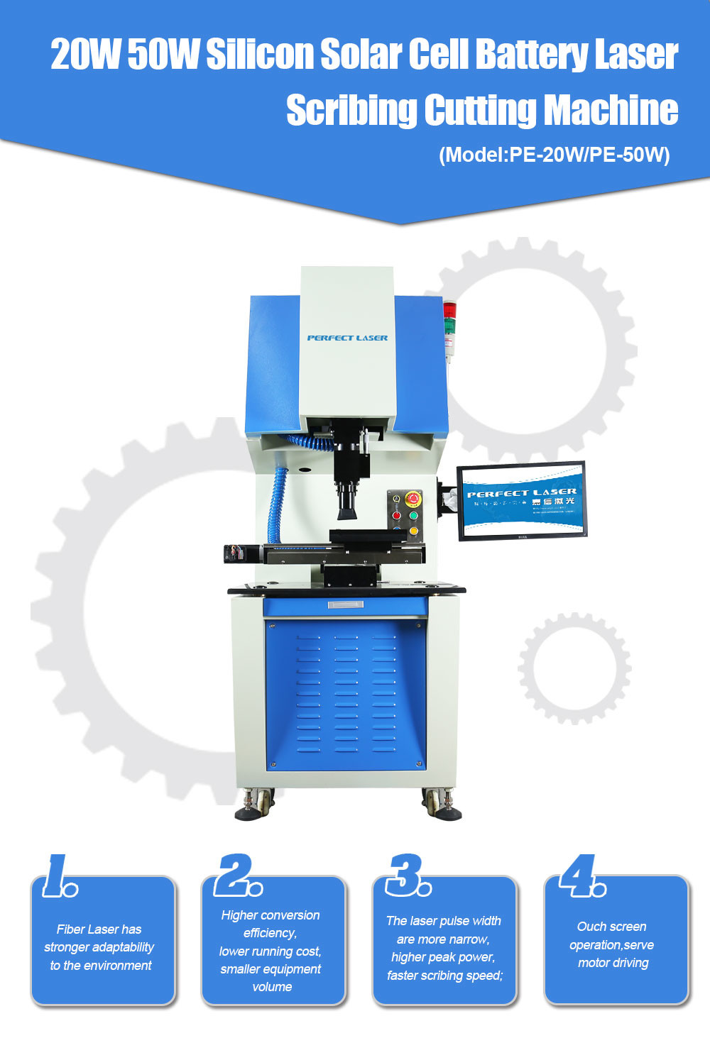 Air Cooling Solar Cell Quantum Machine Tools Laser Cutting With Foot Switch