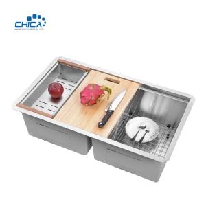 China Double Bowl Kitchen Sink Stainless Steel Kitchen Sink Handmade Kitchen Sink Topmount Kitchen Sink wholesale