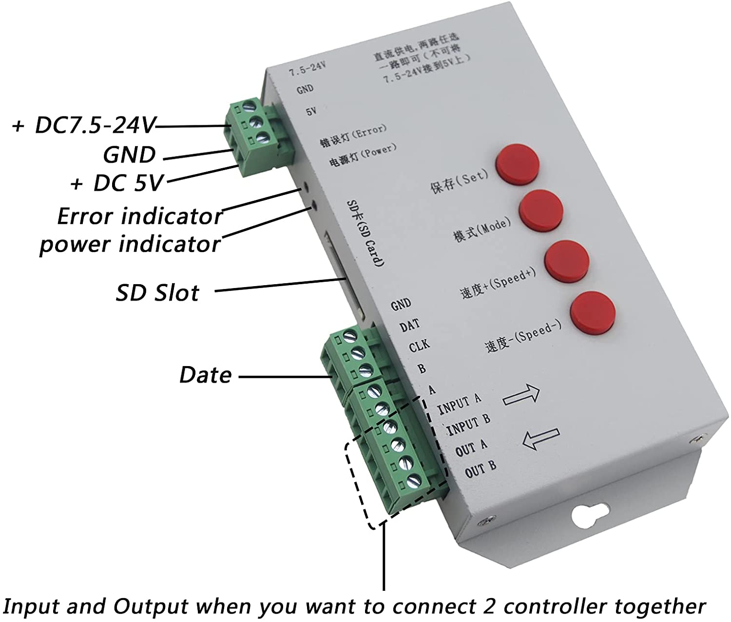 T1000S LED Pixel Controller Programmable For WS2812B WS2811 RGB LED Strip