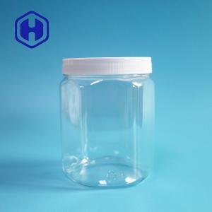 China 630ml Hexagonal Biscuit Plastic PET Jars Wide Mouth 87mm Diameter wholesale