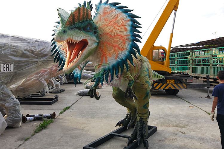Jurassic Park Dilophosaurus Realistic Animatronic Dinosaur For Exhibition