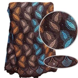 China African Hollow Lace Coloured Embroidered Fabric Switzerland Leaf wholesale