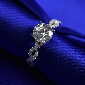 China Forever One White Gold Moissanite Ring Au750 Metal Stamp Customization wholesale