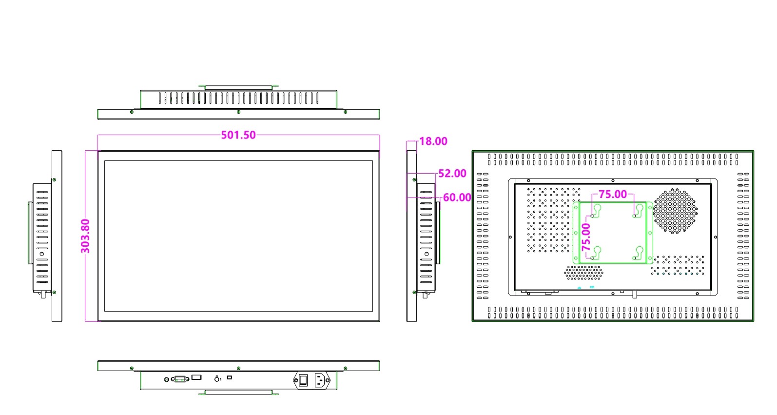 21.5-Inch 2500nits Outdoor 24V Battery-Powered Portable External Computer Monitor