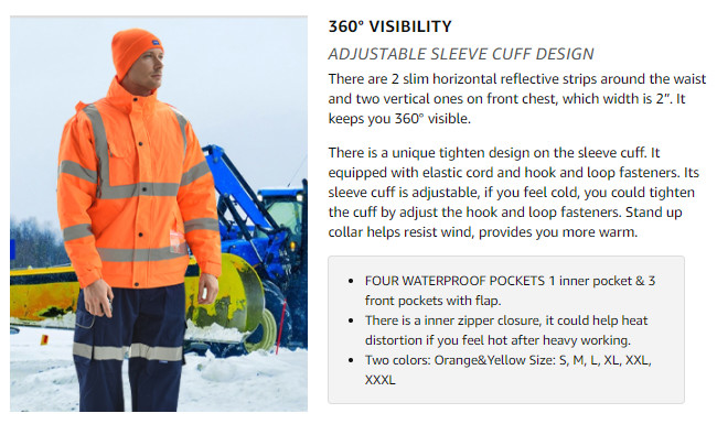 S - XL Safety Reflective Jacket ANSI High Visibility Jacket Waterproof For MEN
