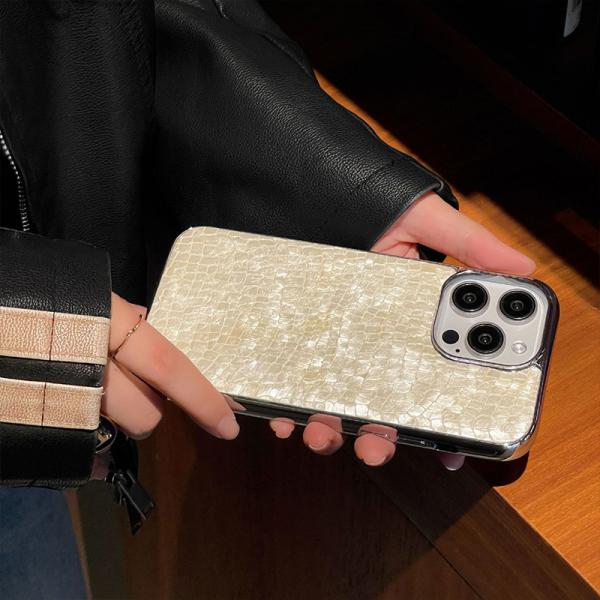 Electroplated Leather Crocodile Pattern Mobile Phone Case Compatible with