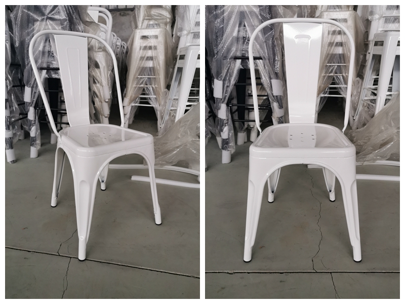 Household Stackable Metal Dining Chair Orange Vintage Metal Bistro Chairs
