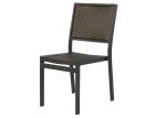 Black Outdoor Dining Armless Chair With Aluminum And Wicker For Patio