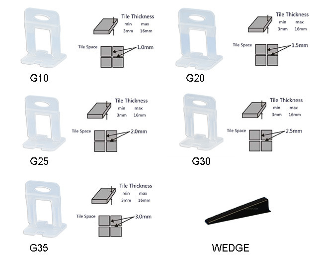 Wall Tile Leveling System Clips Transparent 2mm 2.5mm 3mm Thickness