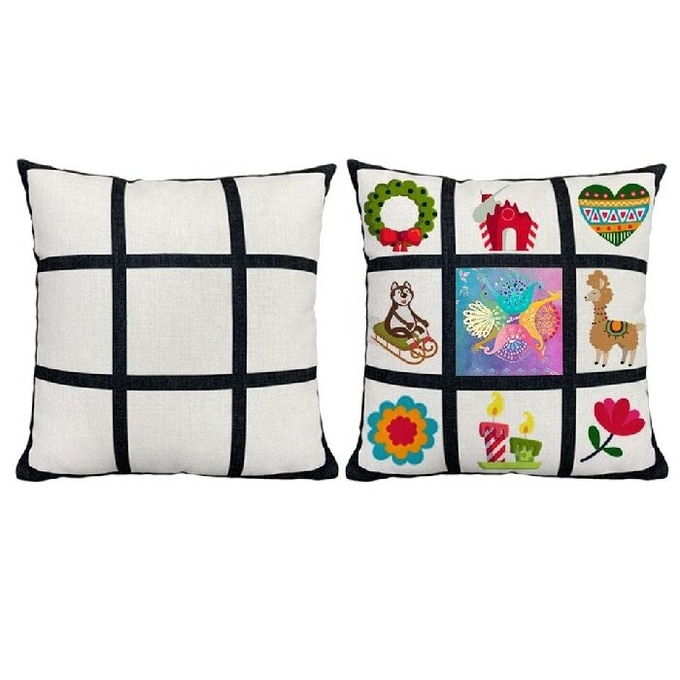 Printable 40*40cm Blank Nine Grid Linen Pillow Case For Sublimation Printing