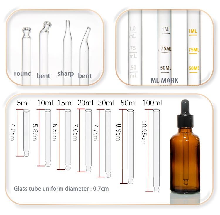 Cosmetic Skincare Packaging 20ml 30ml Cylinder Clear Amber Hair Essential Oil Serum Glass Dropper Bottle