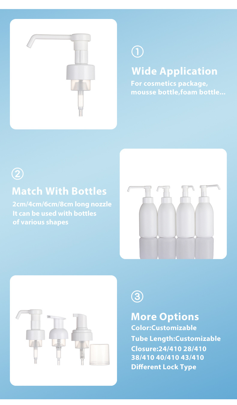 28mm Foam Pump with out-Spring Design for Hand Sanitizer Dispenser Liquid Foam Pump