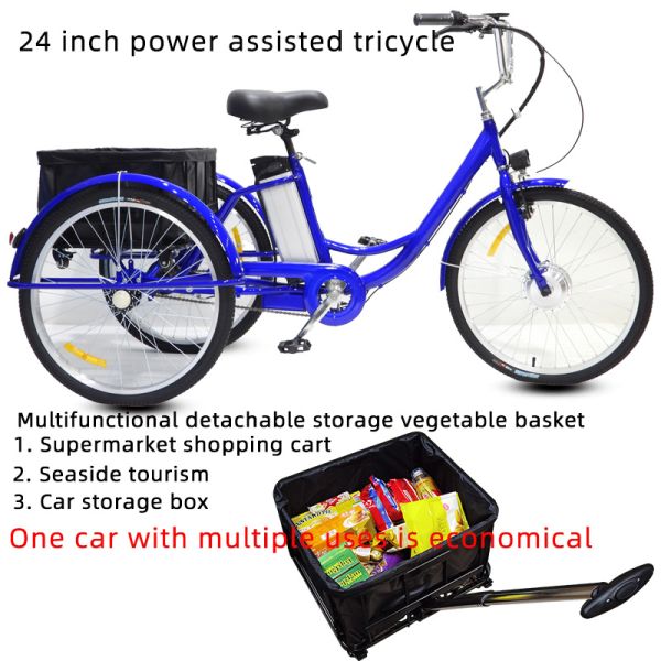 24 Inches Pink Multifunctional Adult Tricycle With Passenger Seat Removable