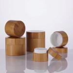 50g Skincare Bamboo Cream Jar Cosmetic Packaging / Bamboo Makeup Jar Customized