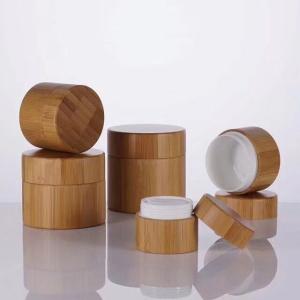 China 50g Skincare Bamboo Cream Jar Cosmetic Packaging / Bamboo Makeup Jar Customized Logo wholesale