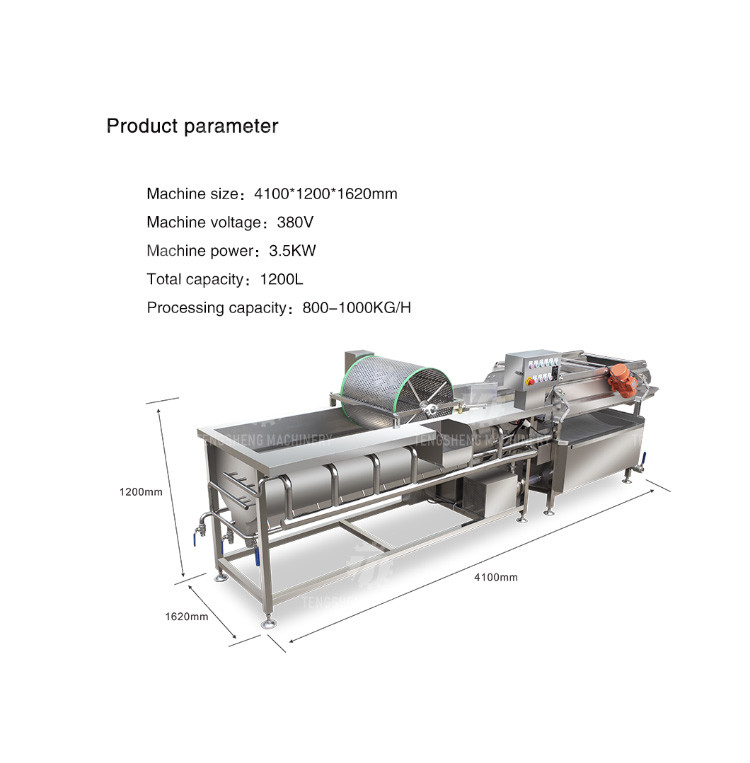 1000KG/H Supply of eddy current washing machine commercial fruit and vegetable washing machine drain spray vortex out