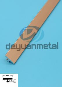 China Golden Aluminum T Profiles Covering Width 8mm High 2.5mm wholesale