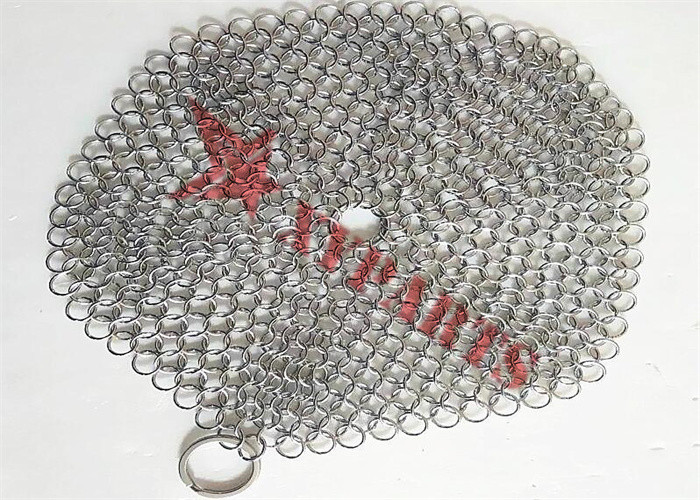 SS304 SS316 Chain Mail Scrubber Round Square Shape For Kitchen Cleaning