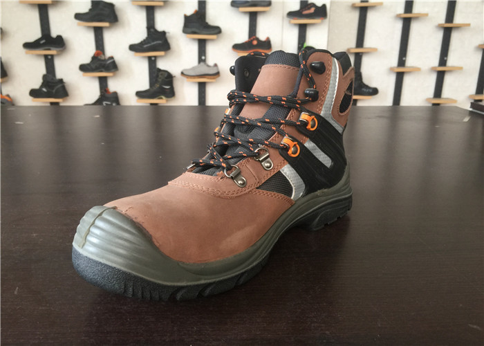 Breathable Camel High Cut Work Boots , Waterproof Steel Toe Boots For Wide Feet
