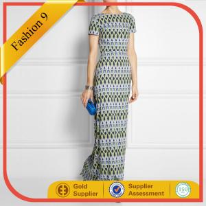 China Women Floor Length Printed Evening Gown Dress wholesale