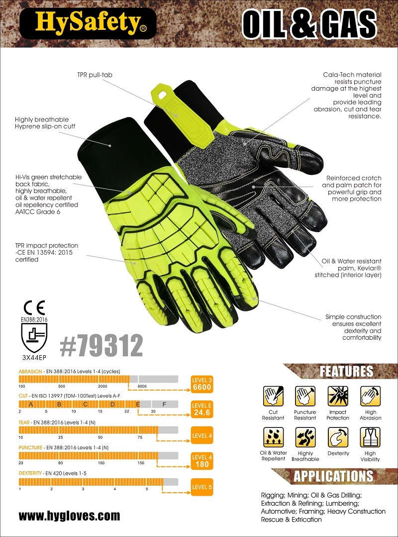 3X44EP Cala Tech Impact Resistant Gloves Oilfield Leather Rigger Gloves