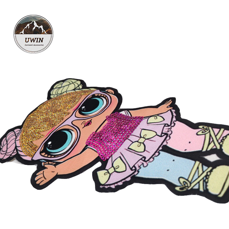 Customized Design Woven Badges No Minimum , LOL Sequin Embroidery Patch
