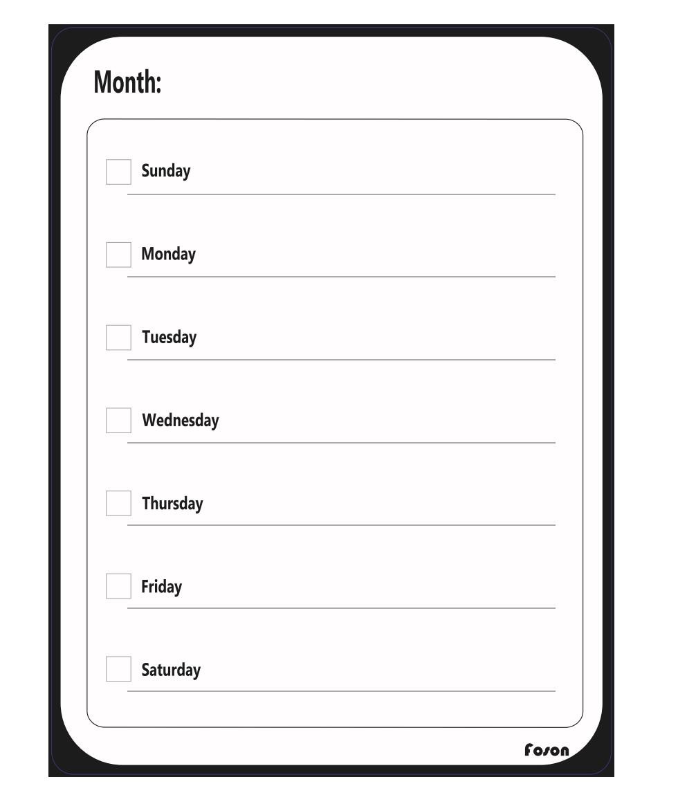 Dry Erase White Black Magnetic Calendar Board For Fridge Monthly Planner