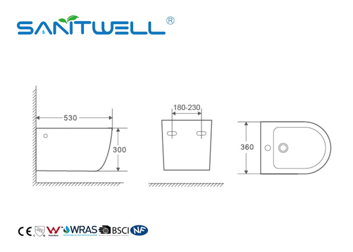 Bathroom Sanitary Ware Wall Hung Bidet Self Cleaning Fashionable Design