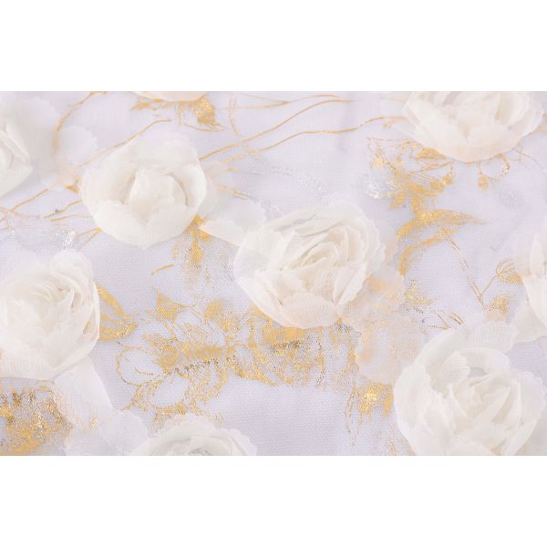 100 Polyester Rose Ribbon Embroidery White Wedding Laces Fabric for Womens Clothing Dresses Dancewear