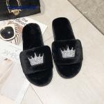 Custom Warm PVC Outsole Furry Ladies Slippers