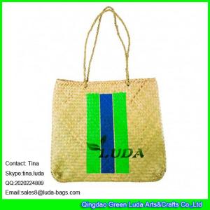 China LUDA striped colors printing hand made seagrass promotional beach bag handbag wholesale