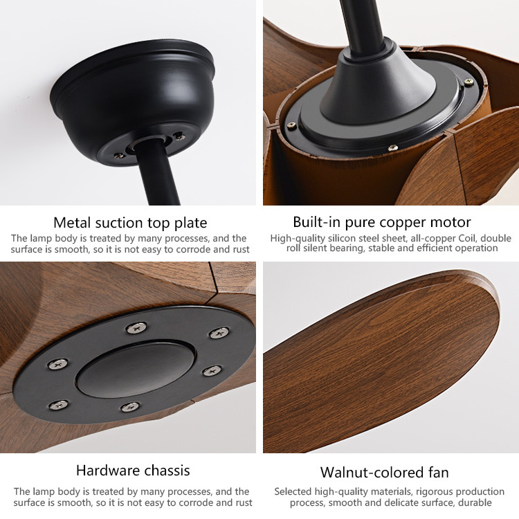 Stylish 52-Inch Large Ceiling Fan with 3 Durable ABS Blades - Modern, Simple Design, Remote Control, Quality Guaranteed